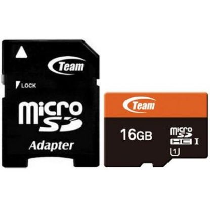  Зображення Карта пам`ятi MicroSDHC 16GB UHS-I Class 10 Team + SD-adapter (TUSDH16GUHS03) 